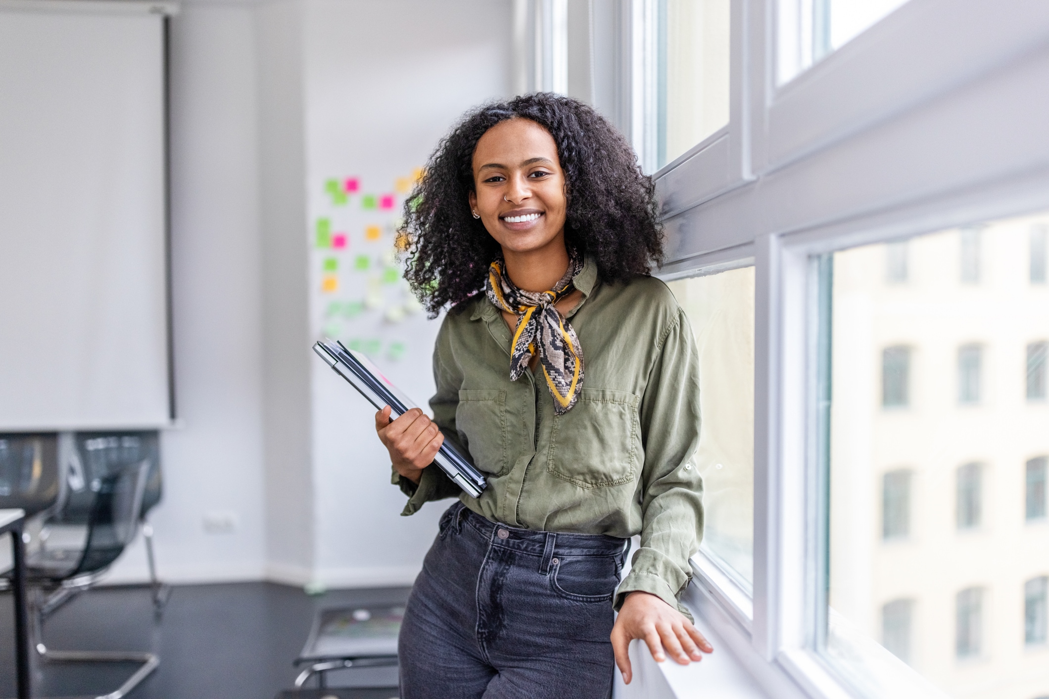 Woman with folder